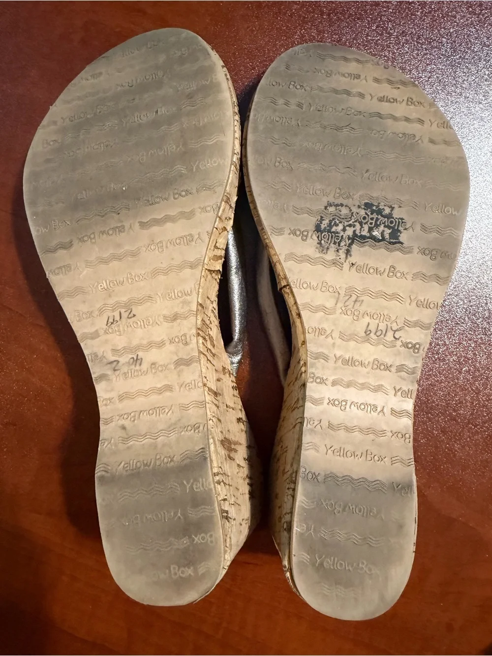 Yellow Box "Cindy" Slide-On Wedge Sandals in pewter. - Picture 3 of 6